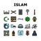 ramadan islam muslim eid arabian icons set vector