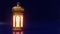 Ramadan islamic candle lantern with glowing light copy space dark blue background 3d animation loop. Eid al adha mubarak