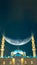 Ramadan or islamic concept vertical image. Mosque and crescent moon.