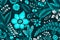 Ramadan Kareem. Abstract girih flowers encrusted with turquoise crystals. Neural network AI generated