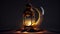 Ramadan kareem arabic lantern with crescent moon on night sky background Generative AI
