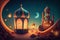 Ramadan Kareem Arabic Lantern Islamic Holiday Muslim Holy Month Design Conceptual Illustration.