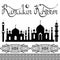 Ramadan Kareem .Arabic style lettering,mosque,pattern borders