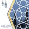 Ramadan Kareem in Arabic Word with Silhouette of Prophet Muhammad`s Mosque Inside The Geometry Pattern