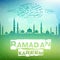 Ramadan kareem background with arabic caligraphy and mosque
