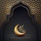 Ramadan kareem background with a combination of geometric pattern, crescent moon and arabic calligraphy. Islamic backgrounds for