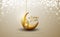 Ramadan kareem background with a combination of hanging gold lanterns and golden crescent moon. Islamic backgrounds for posters,