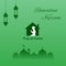 Ramadan Kareem background with a message of `Stay Home and Pray at Home`. Festival greeting with covid-19 awareness quote.