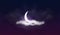 Ramadan Kareem background. Muslim feast of the holy month. Beautiful crescent in clouds with stars and sunlight