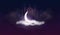 Ramadan Kareem background. Muslim feast of the holy month. Beautiful crescent and mosque silhouette in clouds with stars