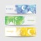 Ramadan Kareem Banner Set. Colorful Watercolor Cloud Ramadan Celebration Banner, Vector Illustration for greeting card, poster and