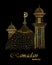 Ramadan Kareem beautiful greeting card with polygonal golden mosque.