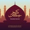 Ramadan Kareem Classic Arabic Calligraphy with textand mosque silhouette background