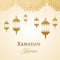 Ramadan Kareem gold greeting background template arabic design patterns and lanterns, arabic lamp for promotion banner