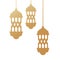 Ramadan kareem golden lanterns hanging icons