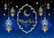 Ramadan Kareem greeting background Islamic with gold patterned.