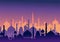 Ramadan kareem greeting card and banner. Islamic lantern on moon abd stars background. Vector illustration