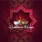 Ramadan Kareem greeting card. Iftar party celebration with traditional coffee cup and bowl of dates