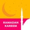 ramadan kareem greeting card with pink bottom bar vector illustration