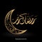 Ramadan kareem greeting design luxury background gold and black with moon and arabic calligraphy