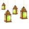 Ramadan Kareem Iftar party celebration lanterns, hand drawn watercolor illustration