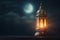 Ramadan Kareem invitation with Arabic lantern and candle for warm nighttime glow
