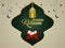 Ramadan kareem invitation greeting card with islamic golden lantern and holy book quraan