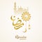 Ramadan Kareem islamic design Ramadan mubarak calligraphy and mosque dome silhouette with mandala ornament and gold color