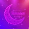 Ramadan kareem islamic moon patern glow retro wave color greeting card template