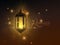 Ramadan Kareem label and glowing arabic lantern