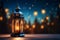 Ramadan Kareem lamp illuminates with warmth, casting a sacred glow