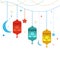 Ramadan Kareem with Lamps, Crescents and Stars. Traditional lantern of Ramadan vector