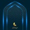 Ramadan kareem with moon gate light background