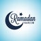 Ramadan Kareem Moon Lettering. Eid Mubarak Sign On Blue Background