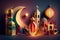 Ramadan Kareem Muslim Holy Month Arabic Lantern Islamic Holiday Design Conceptual Illustration.