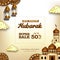 Ramadan kareem sale square banner with 3d luxury golden mosque illustration and lantern fanoos with white background