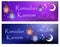 Ramadan Kareem set of banners with space for text and lanterns, template for invitation, flyer. Muslim religious holiday