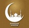 Ramadan Kareem shiny background with mosque silhouette.