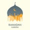 Ramadan Kareem Vector Illustration. Clean Elegant Ramadan Greeting with Mosque Dome Design. Paper Art Style