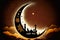 Ramadan Karim congratulations Islamic design crescent symbol with Arabic