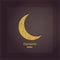 Ramadan Kerim, gold glitter moon. Template design for greeting card, banner, poster, invitation.