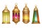 Ramadan lanterns. Muslim islamic vintage lamps 3d realistic vector illustrations