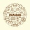 Ramadan minimal thin line icons set
