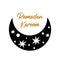 Ramadan moon graphic element. Isolated moon shape, branch, stars. Celestial crescent for Ramadan. Black moon vector