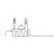 Ramadan mosque continuous line drawing on white background