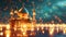 Ramadan mosque at night sky with bokeh background.