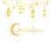Ramadan Mubarak and Kareem Greeting Card, Golden Arabic Calligraphy and Traditional Lanterns Vector Illustration