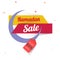 Ramadan Sale concept with stylish text, crescent moon and tag on