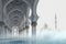 Ramadan setting Gray mosque background for a serene Ramadan atmosphere