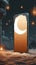 Ramadan social Mobile phone displays crescent moon, sharing festive greetings